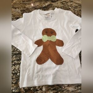 Kids Gingerbread Long Sleeve Shirt - White and Brown